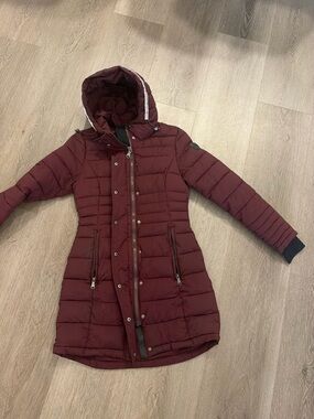 Pajar spring puffer long jacket burgundy